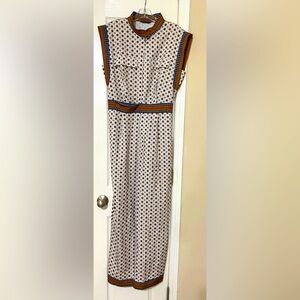 Patterned Silky Sleeveless Utility Jumpsuit